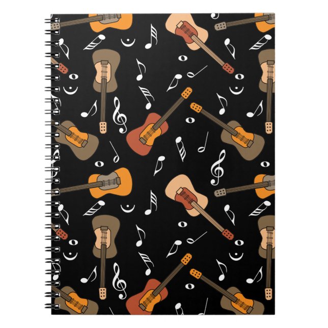 Guitar Music Notes Pattern Notebook (Front)