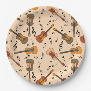 Guitar Music Notes Pattern Paper Plates