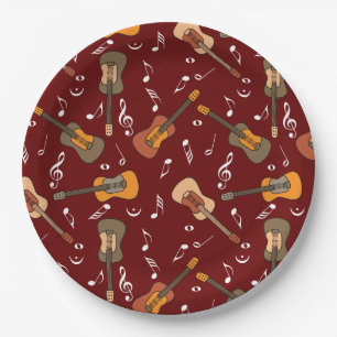 Guitar Music Notes Pattern Paper Plates
