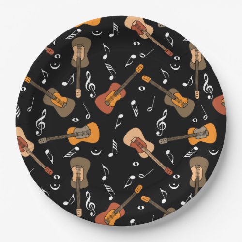 Guitar Music Notes Pattern Paper Plates