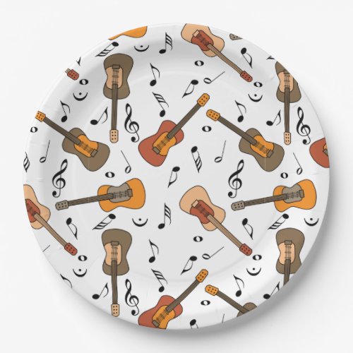 Guitar Music Notes Pattern Paper Plates