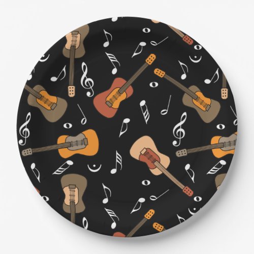 Guitar Music Notes Pattern Paper Plates