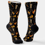 Guitar Music Notes Pattern Socks