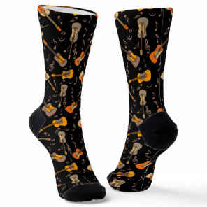 Guitar Music Notes Pattern Socks