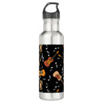 Guitar Music Notes Pattern Stainless Steel Water Bottle