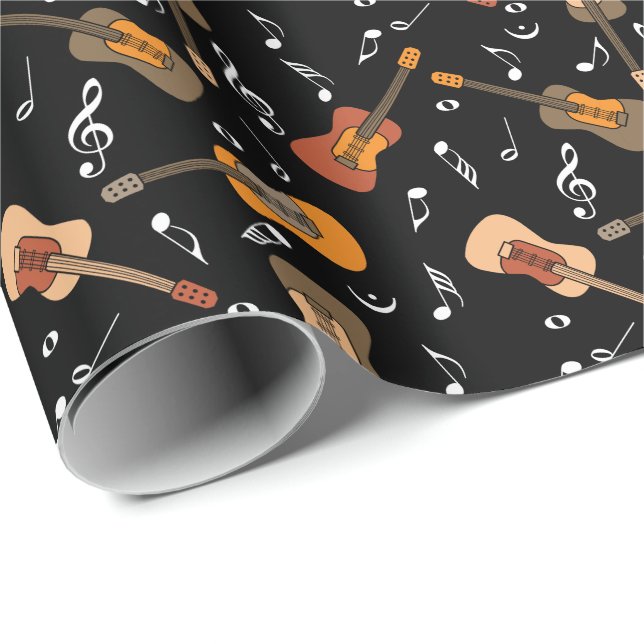 Guitar Music Notes Pattern Wrapping Paper (Roll Corner)