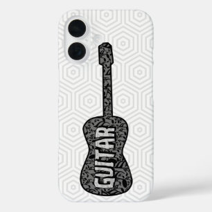 Guitar Music Notes Text iPhone 16 Case