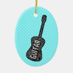 Guitar Music Notes Text Ceramic Ornament