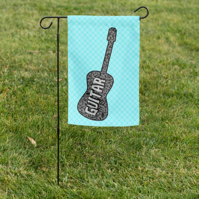 Guitar Music Notes Text Garden Flag (In SItu)