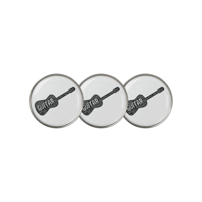 Guitar Music Notes Text Golf Ball Marker (3 Up)