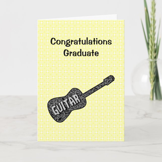 Guitar Music Notes Text Graduation Card (Front)