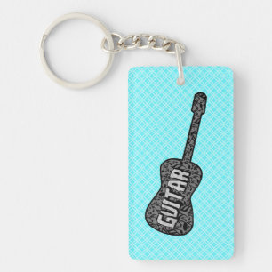 Guitar Music Notes Text Keychain