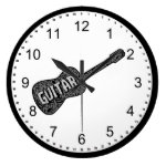 Guitar Music Notes Text Large Clock