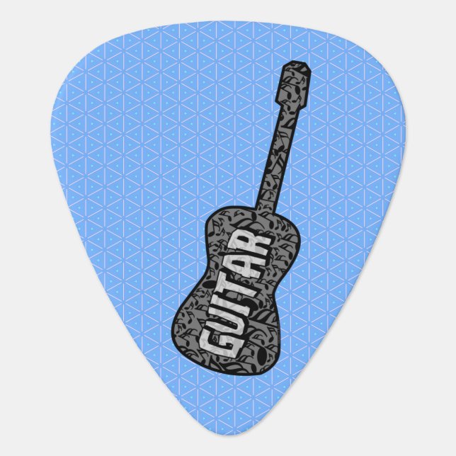 Guitar Music Notes Text Pick (Front)