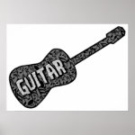 Guitar Music Notes Text Poster