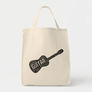 Guitar Music Notes Text Tote Bag