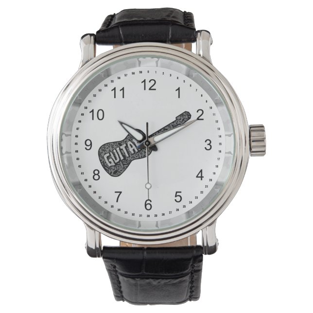 Guitar Music Notes Text Watch (Front)