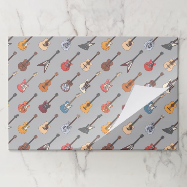 Guitar Music Paper Placemats (Folded)