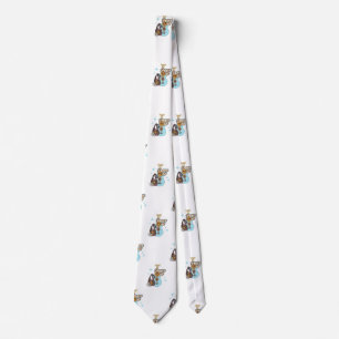 guitar music pattern neck tie