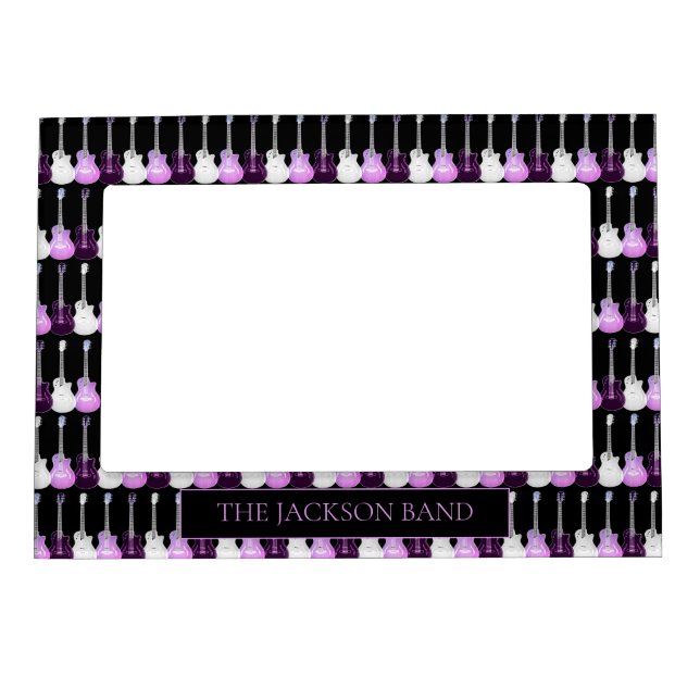 Guitar Music Personalized Black and pink Magnetic Frame (Front)