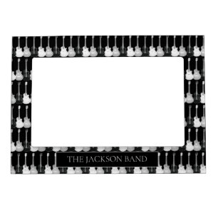 Guitar Music Personalized Black and White Magnetic Frame