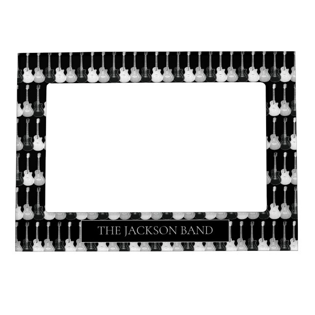 Guitar Music Personalized Black and White Magnetic Frame (Front)