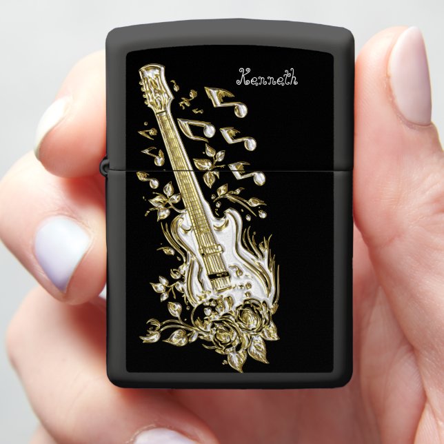 Guitar Music Radiates Pure Brilliance Zippo Lighter (In Hand)