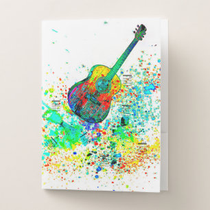 Guitar music splatter pocket folder