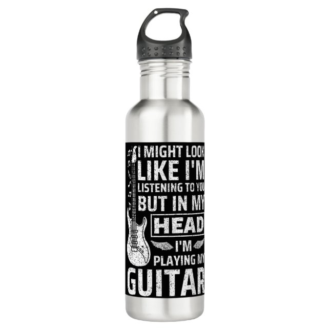 Guitar Music Stainless Steel Water Bottle (Front)