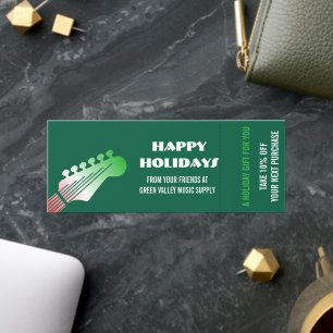 Guitar Music Store Christmas Card Coupon Raffle Tickets