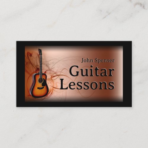 Guitar Music Teacher Brown Business Card