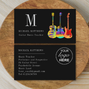 Guitar Music Teacher Custom Logo Business Card