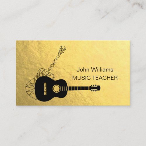 Guitar Music Teacher DJ Musician Geometric Gold Business Card
