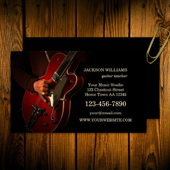 Guitar Music Teacher Guitarist Business Card by sunnysites at Zazzle