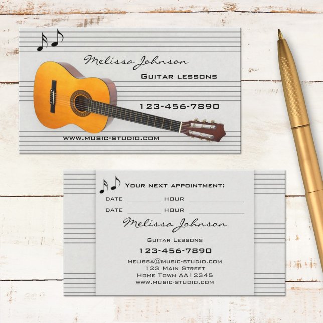 Guitar Music Teacher Lessons Appointment Card (Creator Uploaded)