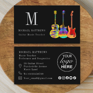 Guitar Music Teacher Musician Logo Social Media Business Card