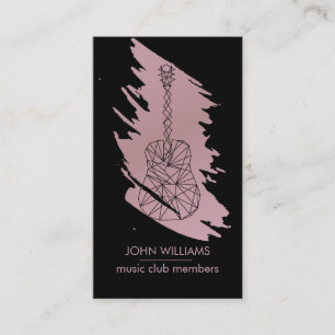 Guitar Music Teacher Player Black Rose Gold Business Card