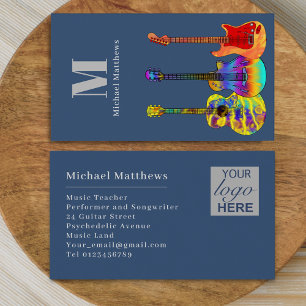 Guitar Music Teacher Professional Musician Logo Business Card