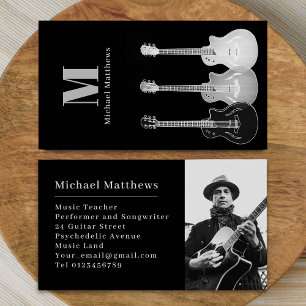 Guitar Music Teacher Professional Musician Photo Business Card
