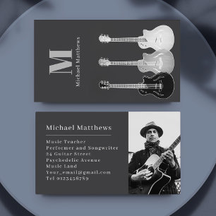 Guitar Music Teacher Professional Musician Photo Business Card