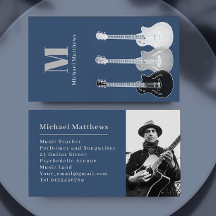 Guitar Music Teacher Professional Musician Photo Business Card