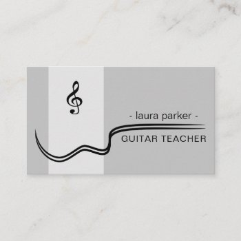 Guitar Music Teacher With Acoustic  Minimal Business Card by tsrao100 at Zazzle