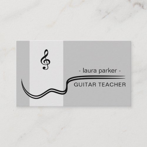 Guitar Music Teacher with acoustic  minimal Business Card