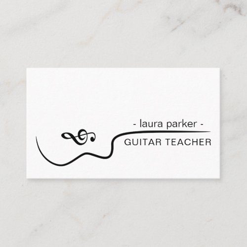 Guitar Music Teacher with acoustic  musician Business Card