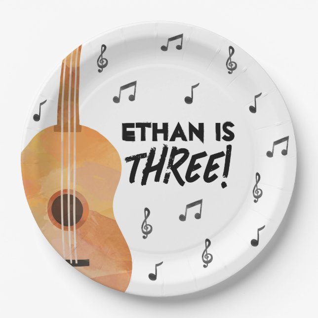 Guitar Music Theme Birthday Party Paper Plates (Front)
