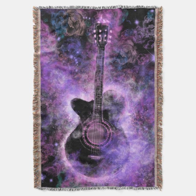 Guitar Music Throw Blanket (Front Vertical)