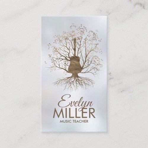 Guitar Music Tree _ Gold and Browns Business Card
