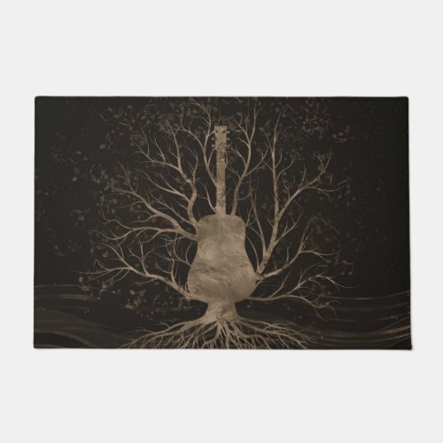 Guitar Music Tree _ Gold and Browns Doormat