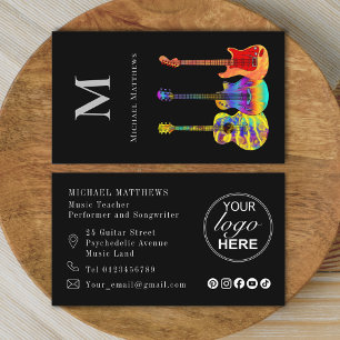 Guitar Music Tutor Custom Logo and Social Media Business Card