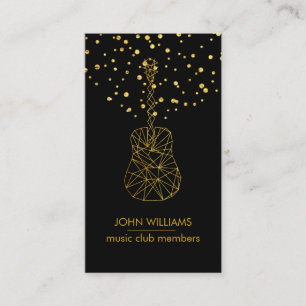 Guitar Music World Teacher Player Black Gold Faux Business Card